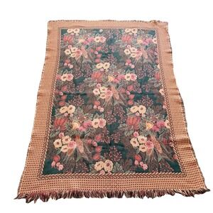 Goodwin Weavers Floral Tapestry Throw Blanket Fringe USA 46x62